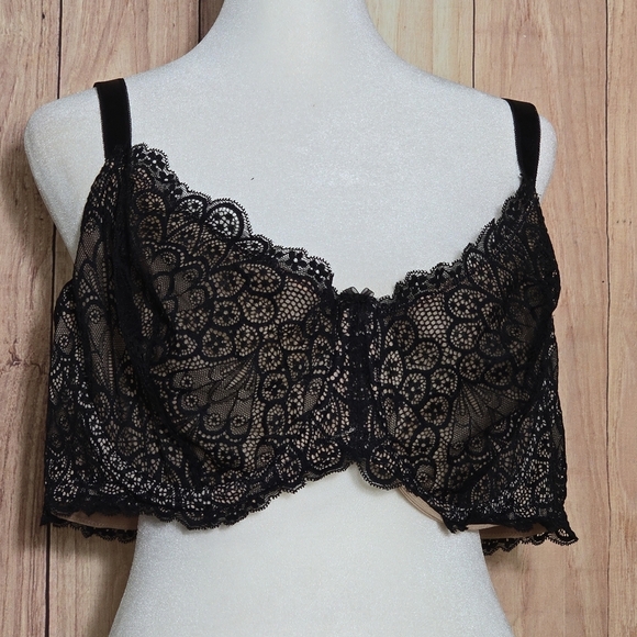 Torrid Curve Unlined Balconette Black Lace Underwire Bra 44DD NWT - Picture 3 of 8